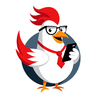 cartoon chicken with glasses red tie holding phone 1187092 29313 1